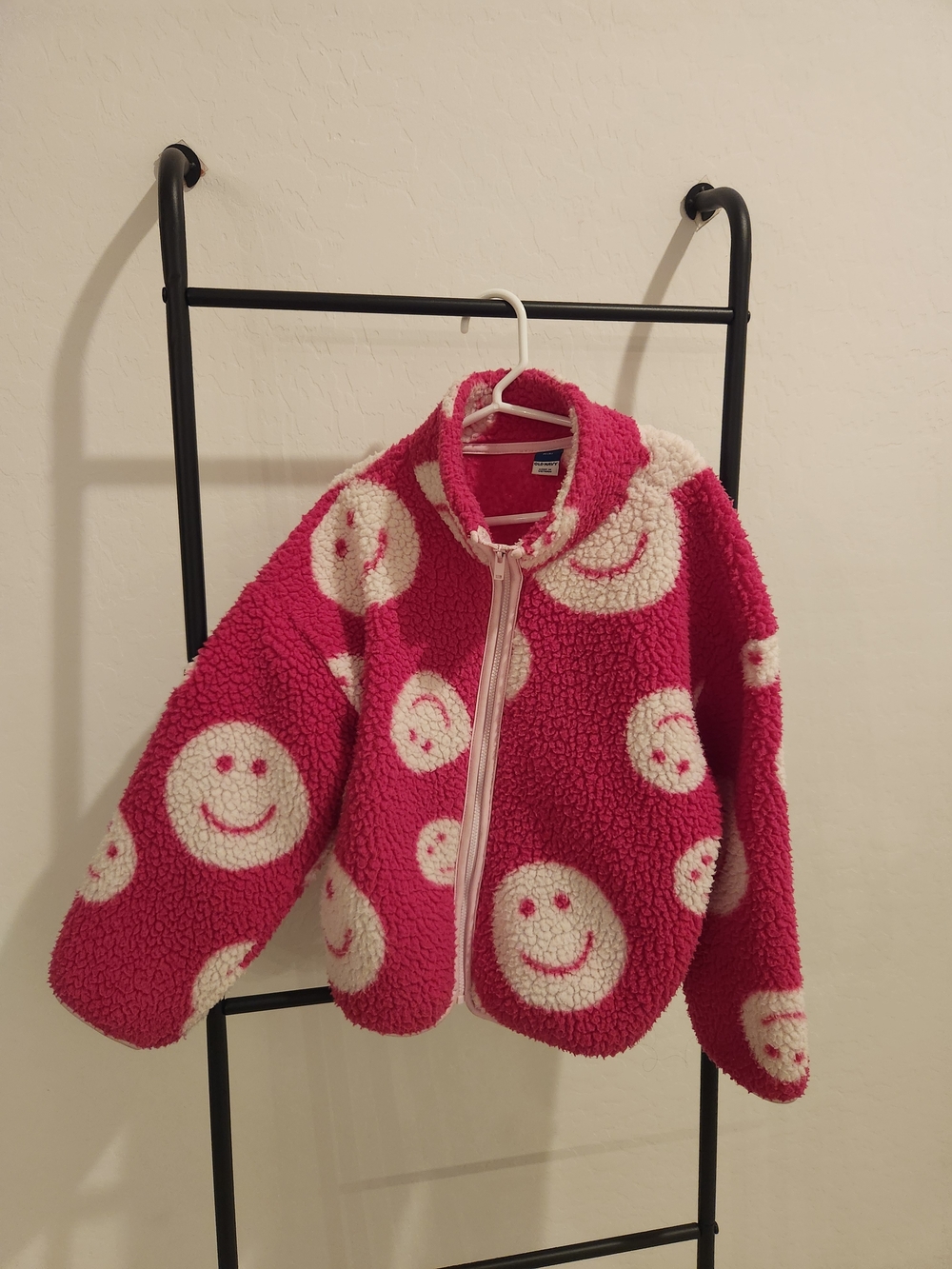 Old Navy Hot Pink Sherpa Jacket with White Accents